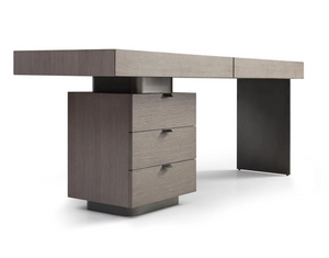 Oston Office Desk - Grey - Left Hand Drawers - Tommy Franks