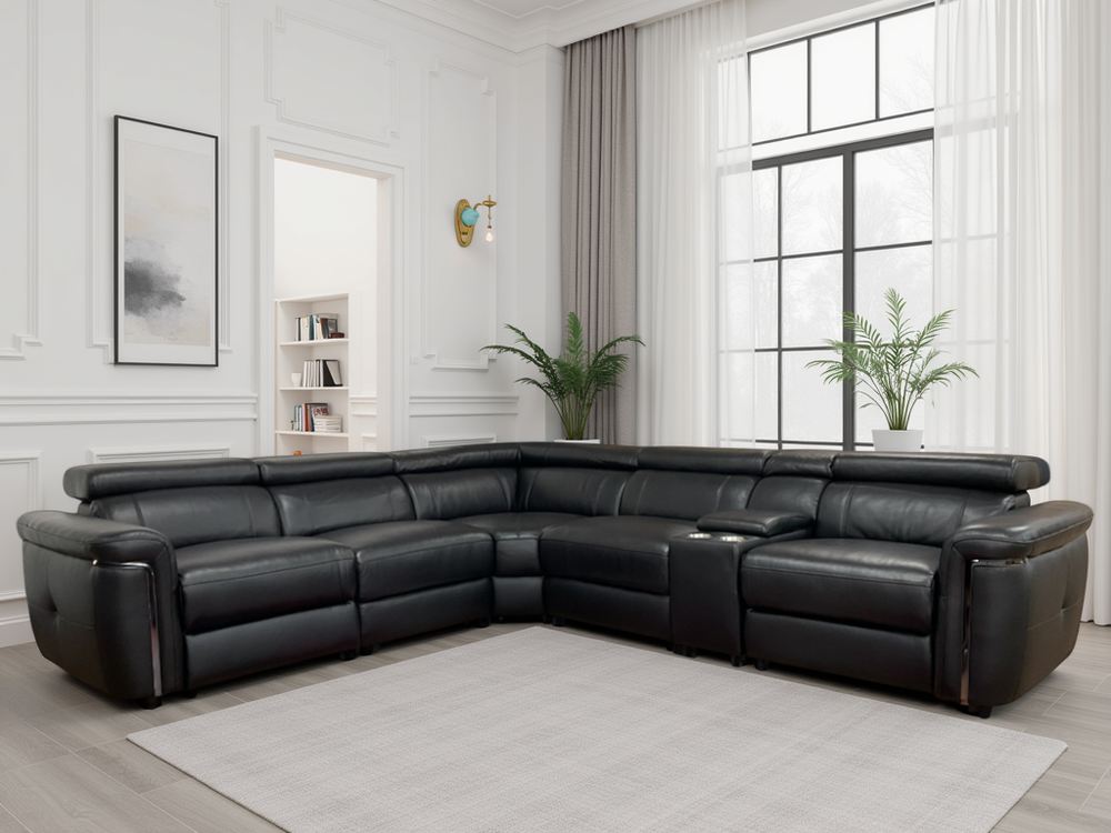 Somerville Electric Recliner Sofa Black Large Corner - Xshowhome