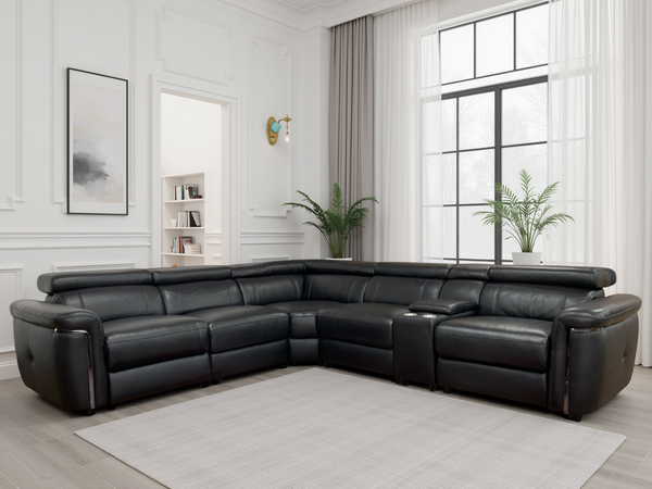 Somerville Electric Recliner Sofa Black Large Corner - Xshowhome