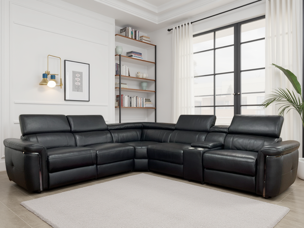 Somerville Electric Recliner Sofa Black Large Corner - Xshowhome