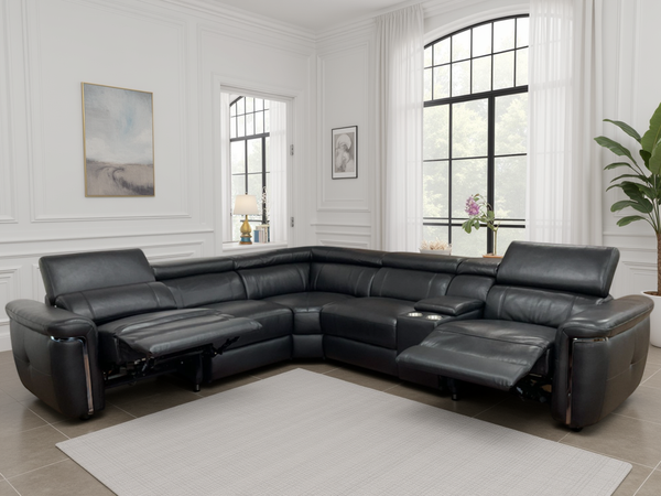 Somerville Electric Recliner Sofa Black Large Corner - Xshowhome