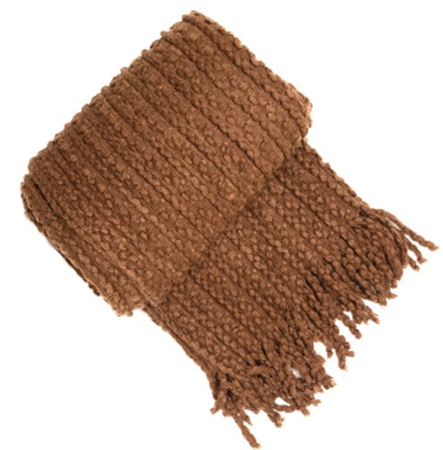 Chocolate Barley Twist Throw W. Tassels 130x180