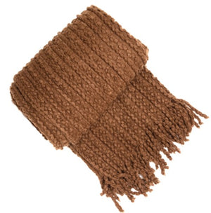 Chocolate Barley Twist Throw W. Tassels 130x180