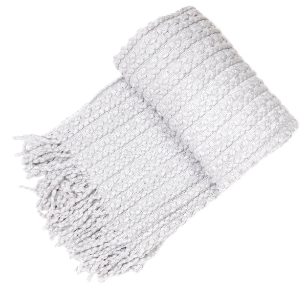 Grey Barley Twist Throw W. Tassels 130x180