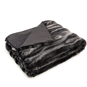 Charcoal Stripe Faux Fur Throw 150x200