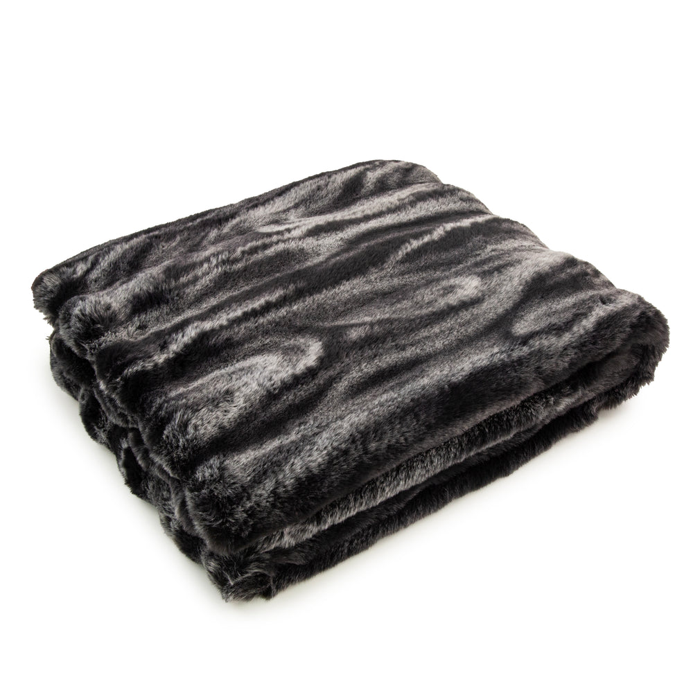 Charcoal Stripe Faux Fur Throw 150x200