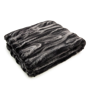 Charcoal Stripe Faux Fur Throw 150x200