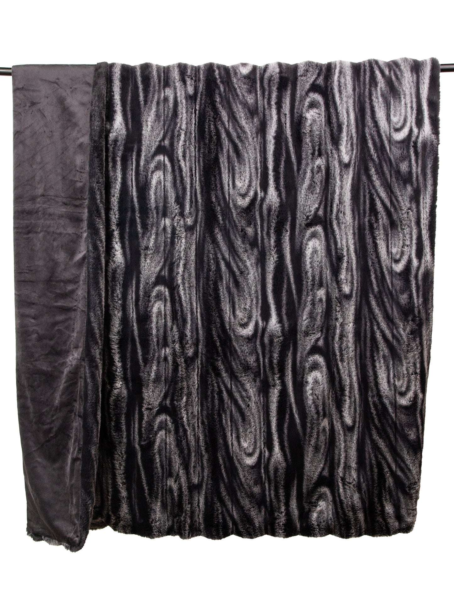 CHARCOAL STRIPE FAUX FUR THROW 150 X 200