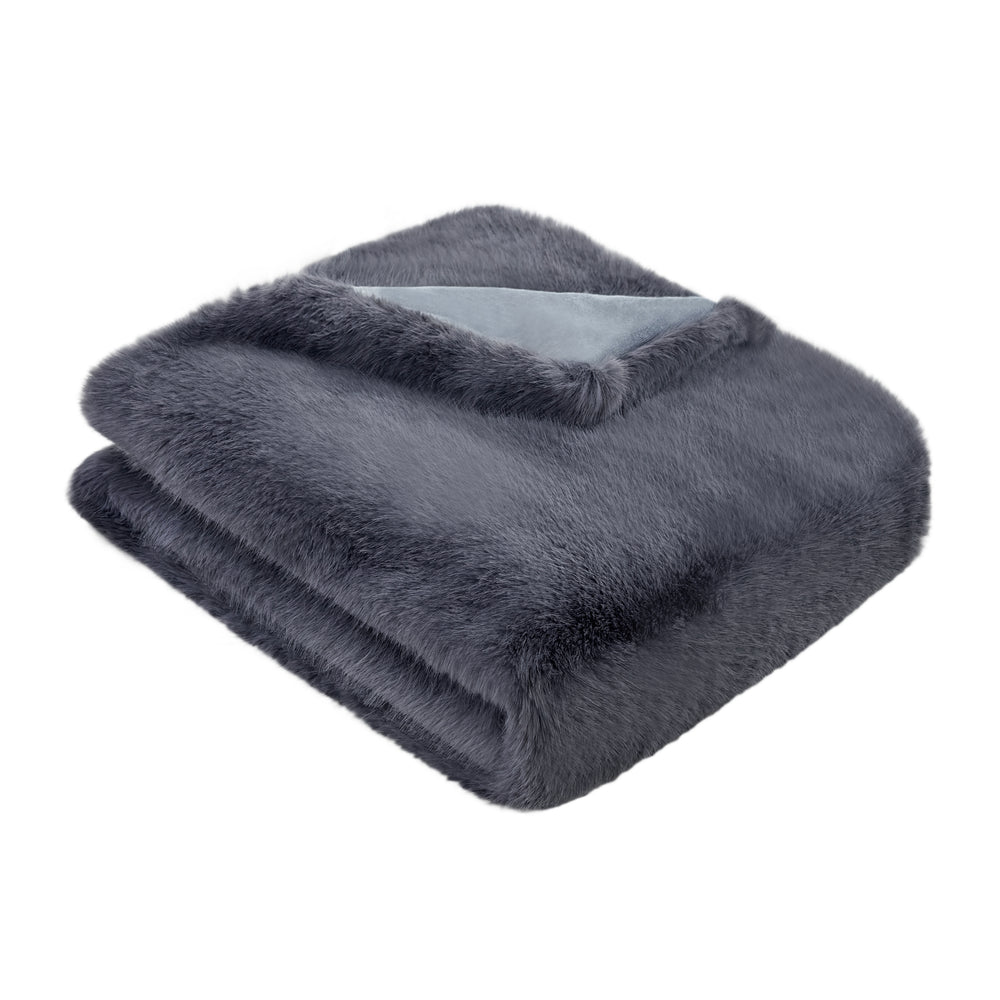 Long Hair Faux Fur Throw Slate 130x170
