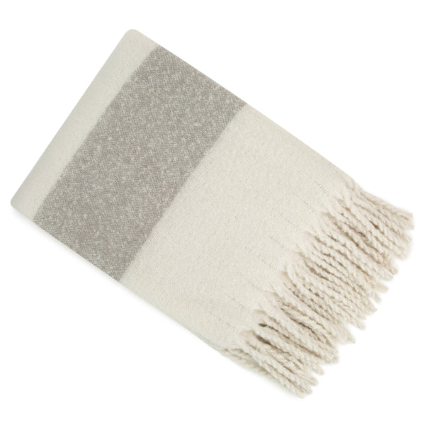 Faux Mohair Stripe Ivory/grey 130x170