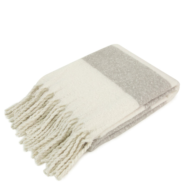 Faux Mohair Stripe Ivory/grey 130x170
