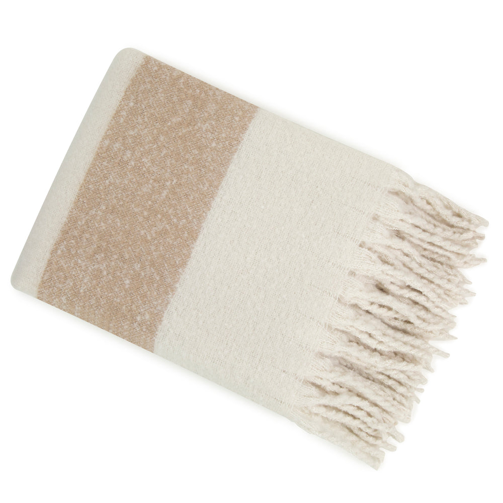 Faux Mohair Stripe Ivory/taupe 130x170