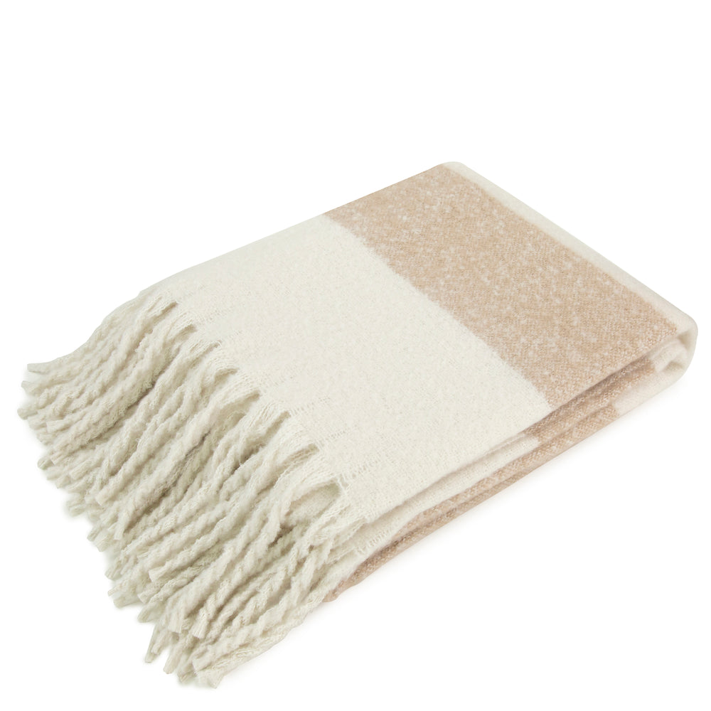 Faux Mohair Stripe Ivory/taupe 130x170