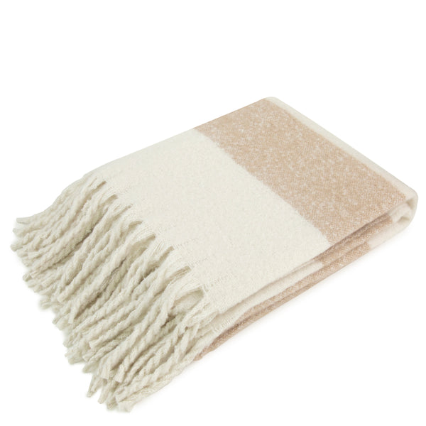 Faux Mohair Stripe Ivory/taupe 130x170