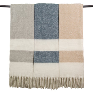 Faux Mohair Stripe Ivory/taupe 130x170