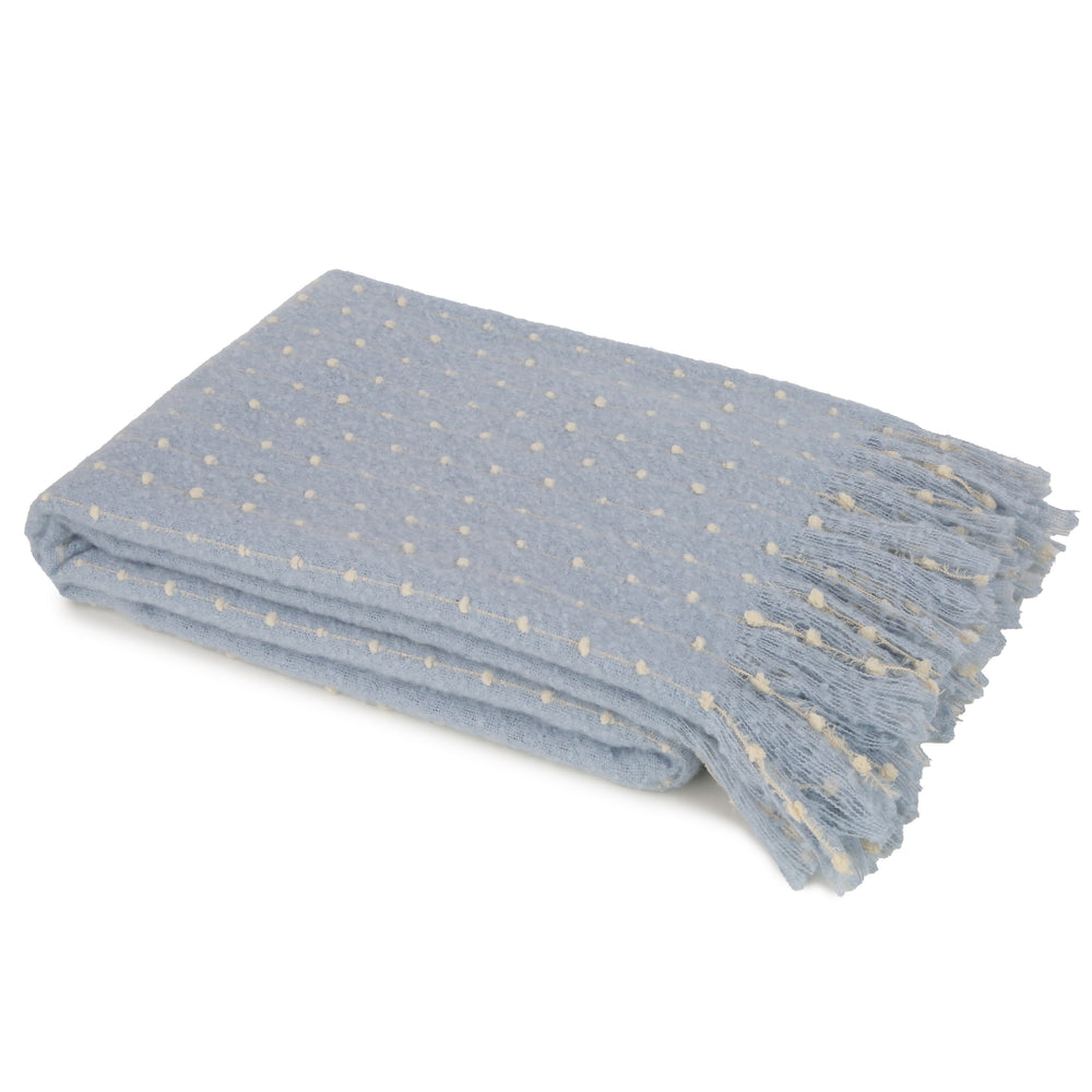 Blue Raise Dot Line Throw on Faux Mohair 130x180