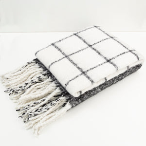 Faux Mohair Check Black/ivory 130x170