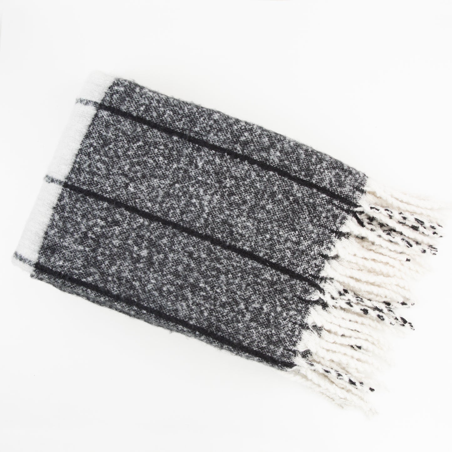 FAUX MOHAIR CHECK BLACK/IVORY  130 X 170