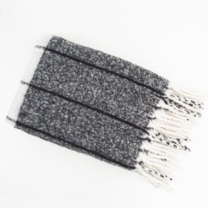 FAUX MOHAIR CHECK BLACK/IVORY  130 X 170