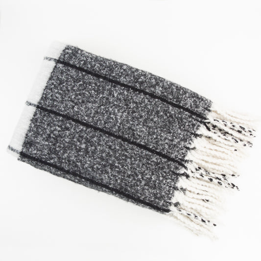 FAUX MOHAIR CHECK BLACK/IVORY  130 X 170