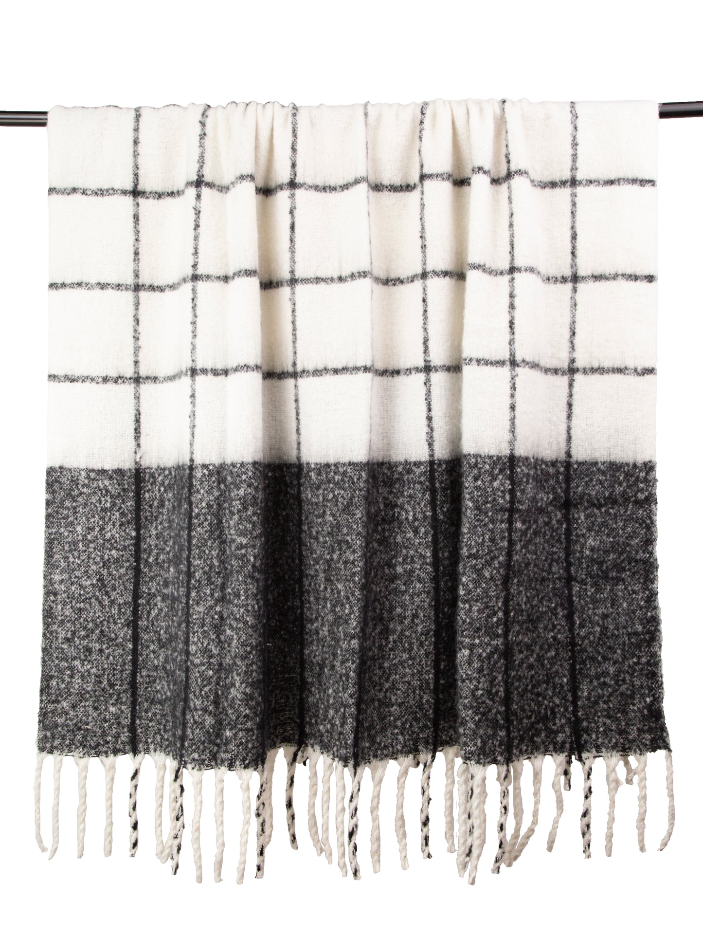 FAUX MOHAIR CHECK BLACK/IVORY  130 X 170