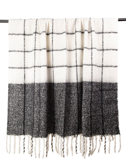 FAUX MOHAIR CHECK BLACK/IVORY  130 X 170