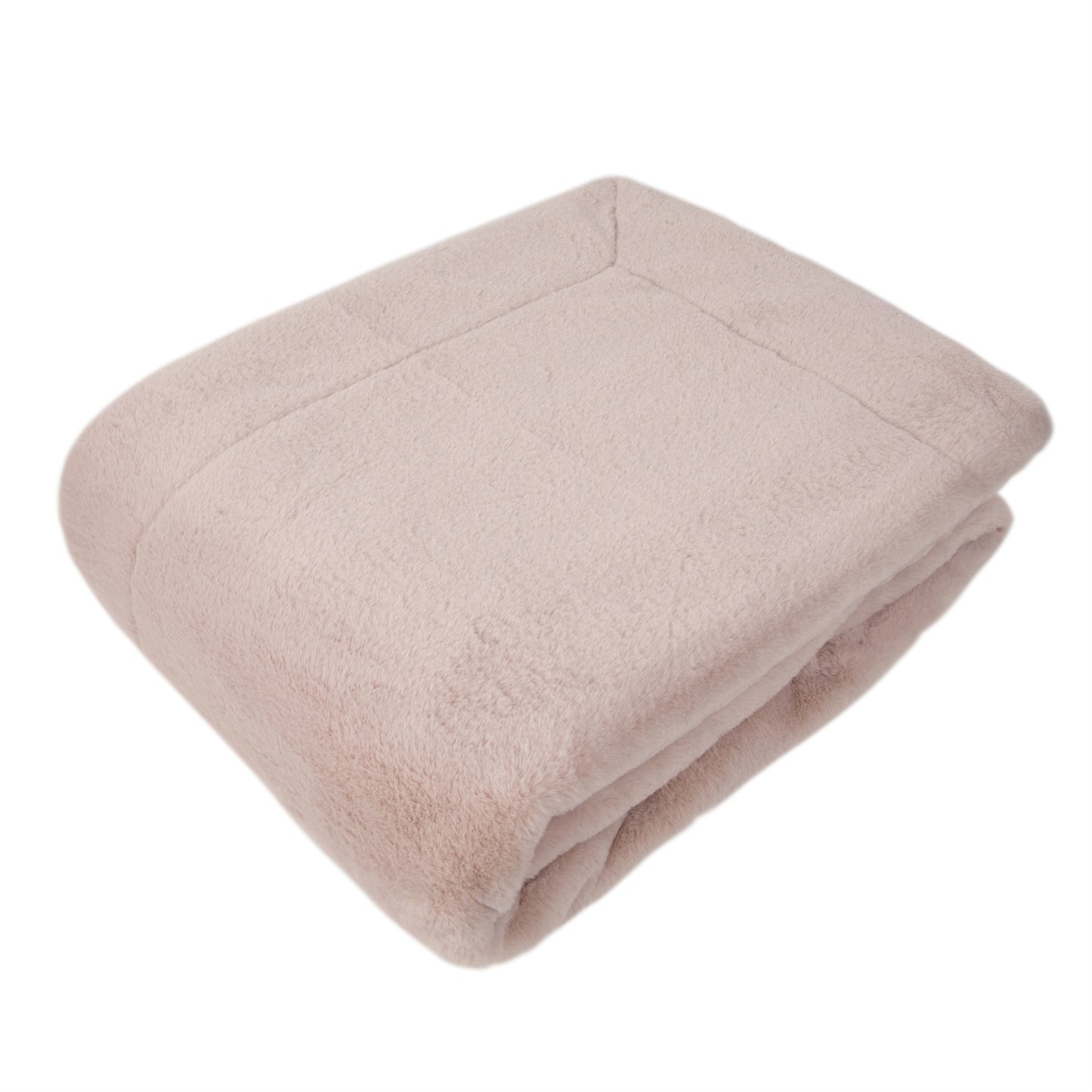 FAUX RABBIT THROW  PALE PINK 150 X 200