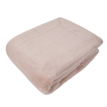 FAUX RABBIT THROW  PALE PINK 150 X 200
