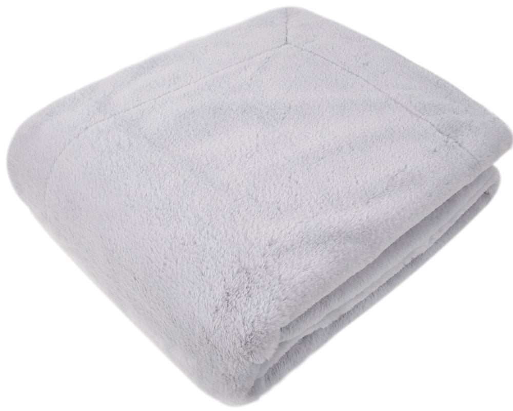 Faux Rabbit Throw Silver 150x200