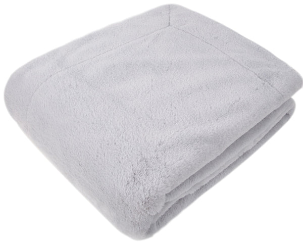 Faux Rabbit Throw Silver 150x200
