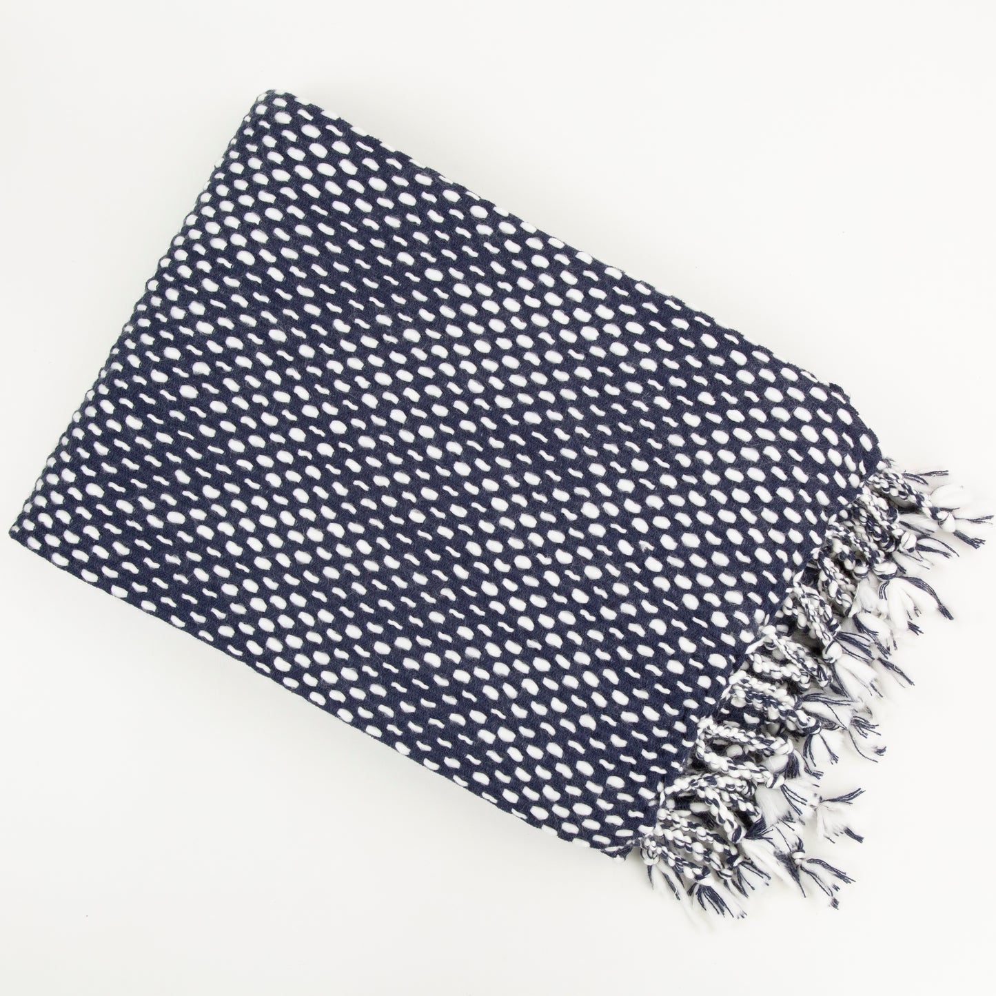 RAINDROP EFFECT THROW IVORY/NAVY 130 X 180