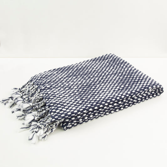 RAINDROP EFFECT THROW IVORY/NAVY 130 X 180