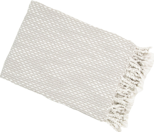 RAINDROP EFFECT THROW IVORY/SILVER 130 X 180