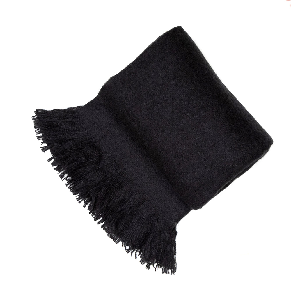 Black Thick Faux Mohair 130x180
