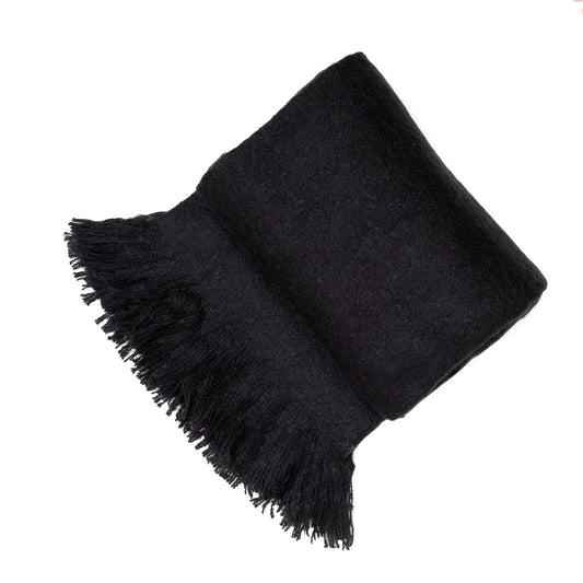 BLACK THICK FAUX MOHAIR 130 X 180