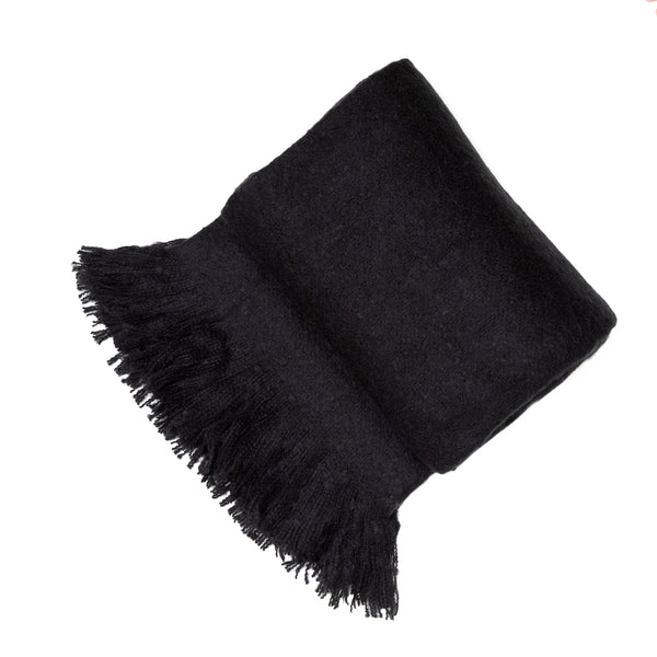 Black Thick Faux Mohair 130x180