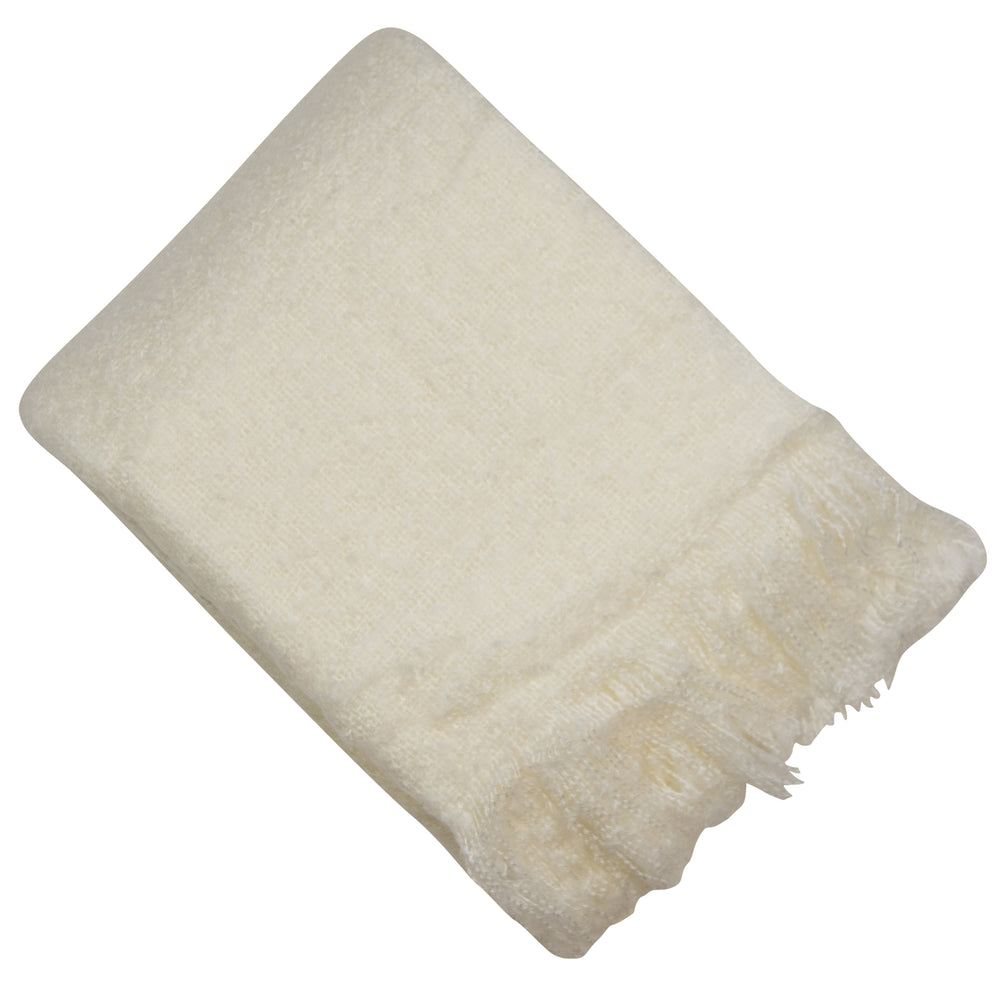 Faux Thick Mohair Throw Ivory 130x180