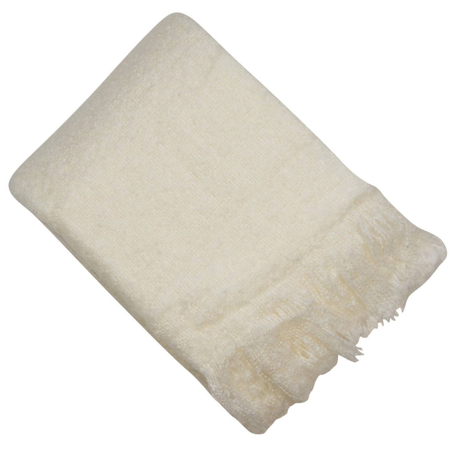 FAUX THICK MOHAIR THROW IVORY 130 X 180