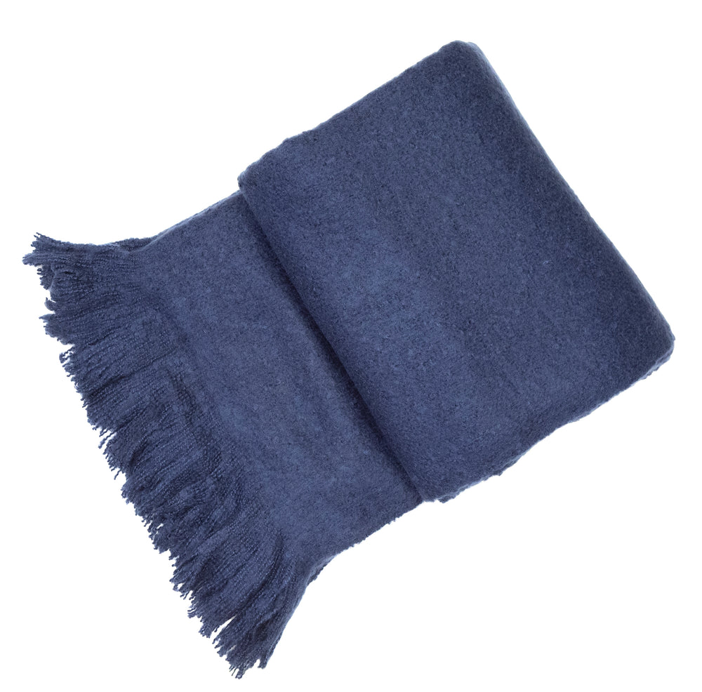 Navy Thick Faux Mohair 130x180