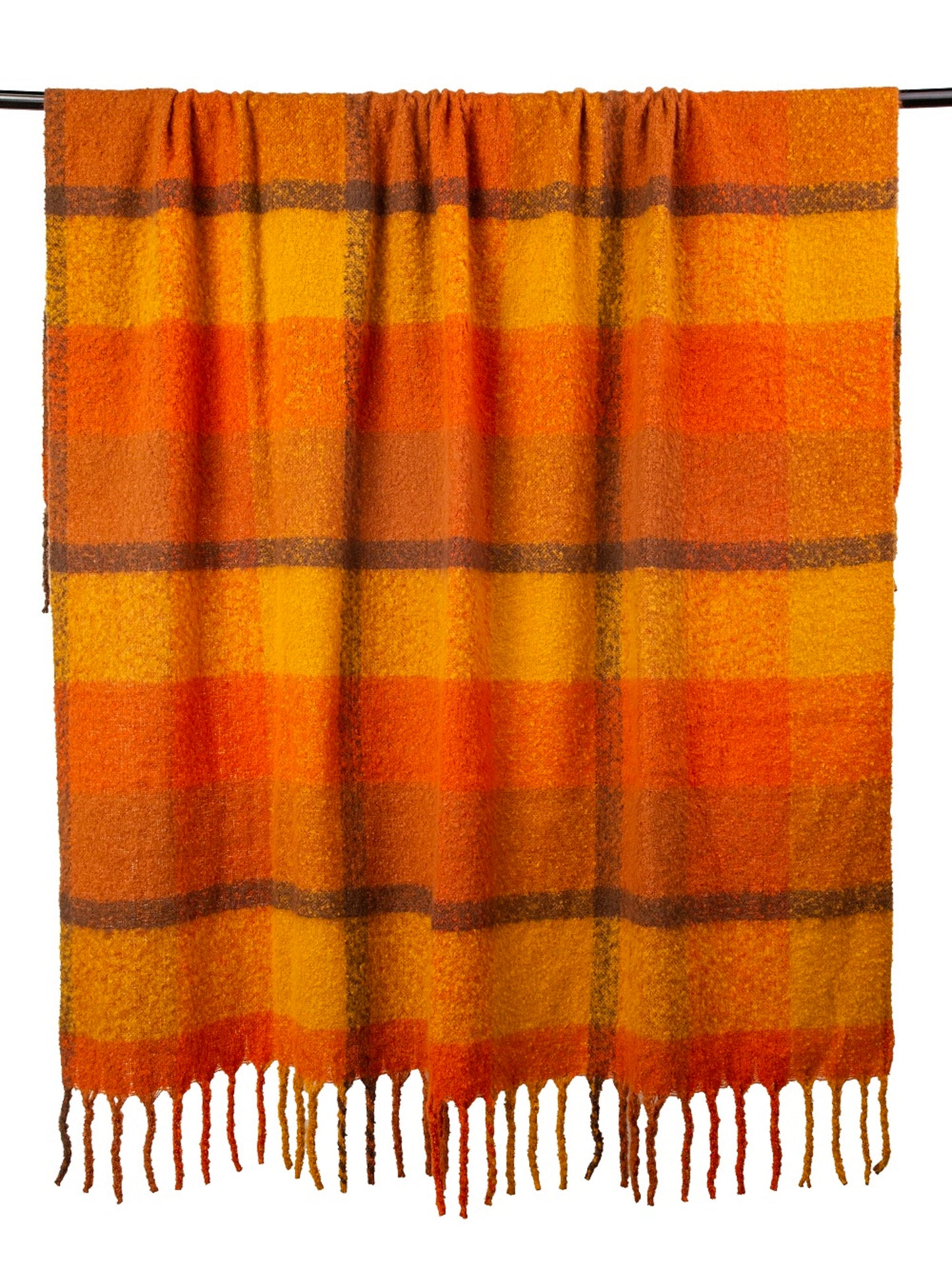 FAUX MOHAIR THROW RUSTIC PLAID 130 X 180