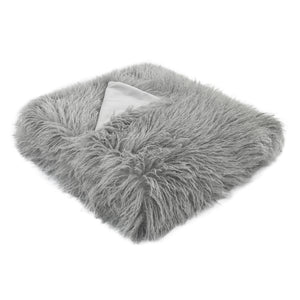 Textured Faux Mongolian Throw Grey 130x170