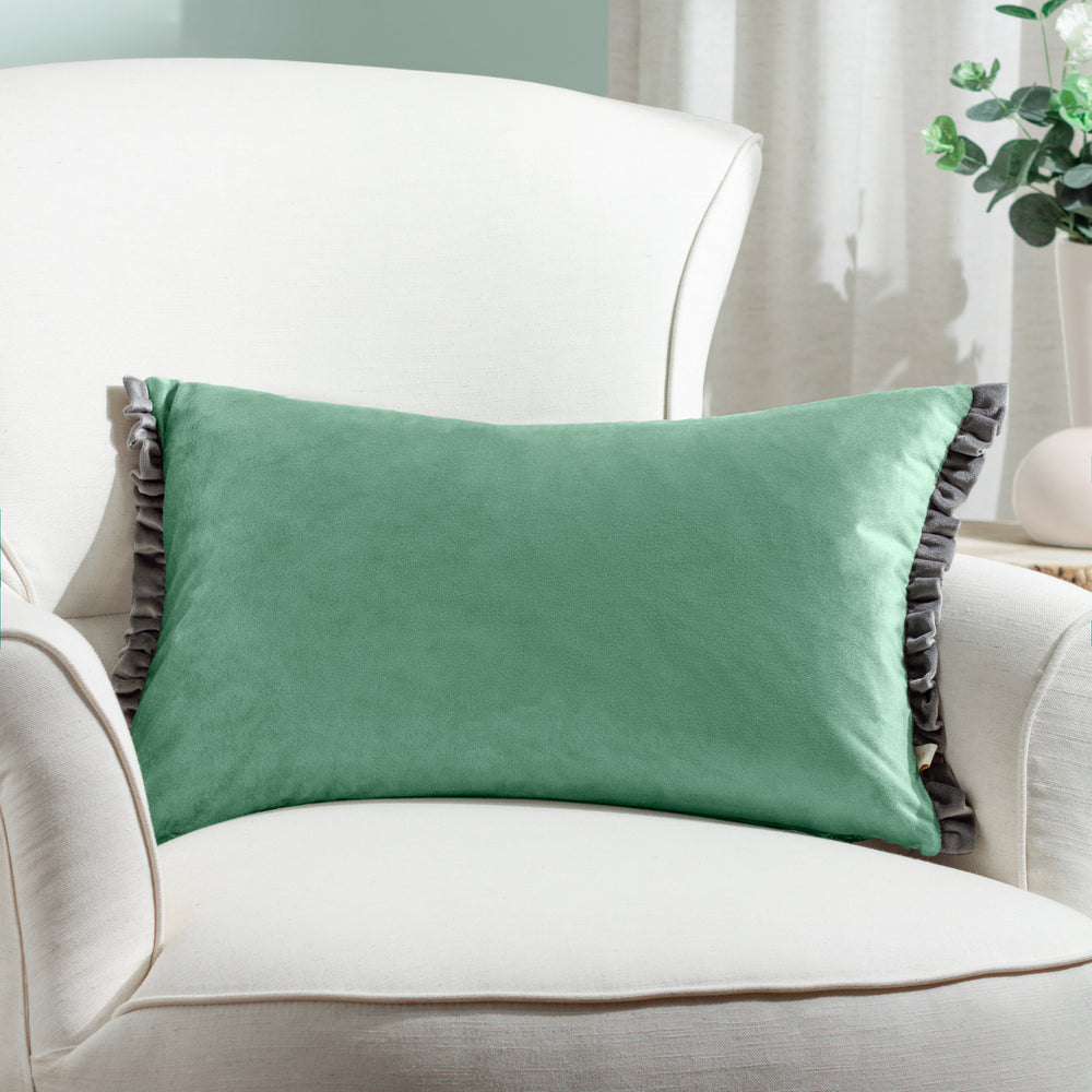 Tilly 30x50 Feather Filled Cushion Sage & Grey - Canwell Interiors Limited - Riva