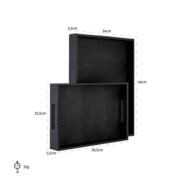 Tray Blane Black Croco Set of 2 (black) – Richmond Interiors