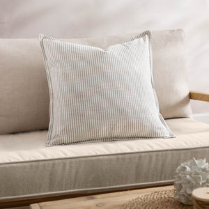 Truro Stripe 45x45 Feather Filled Cushion Natural - lifestyle