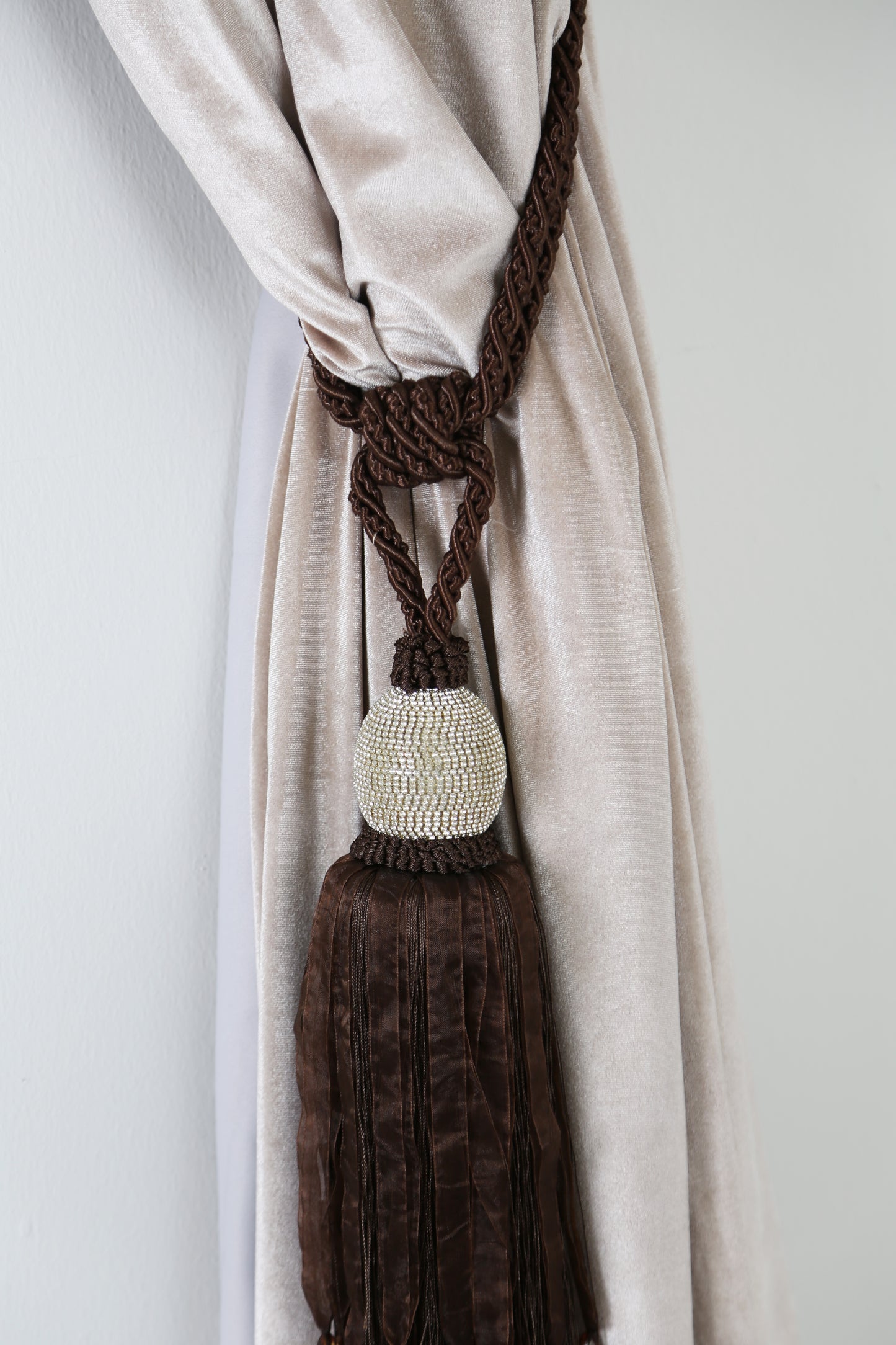 Luxury Gemstones With Ribbon And Beads Tassel Dark Cocoa