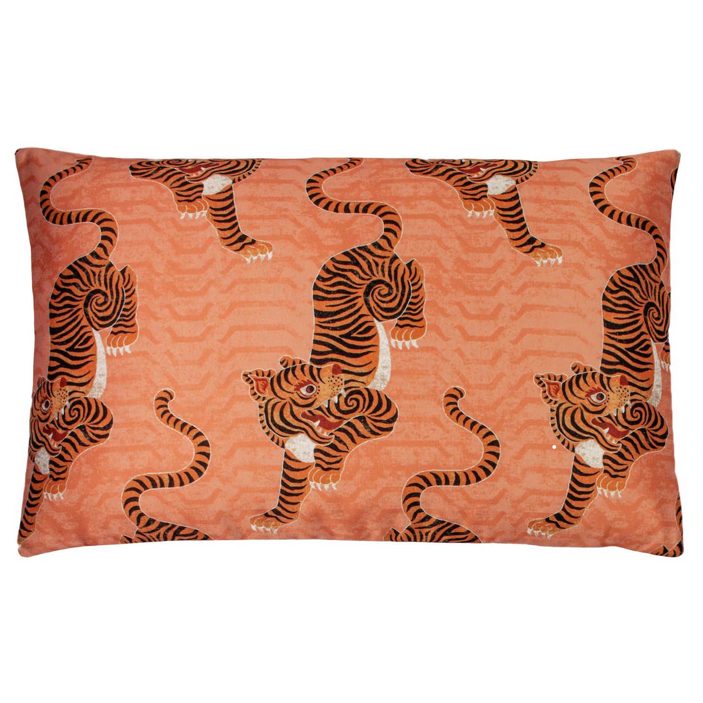 TIBETAN TIGER 40X60 FEATHER FILLED CUSHIONASE CORAL