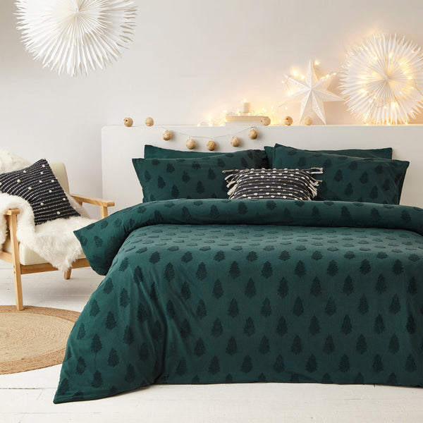Tufted Tree Super King Duvet Set Pine Green - Riva