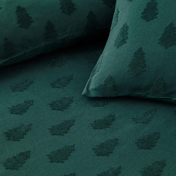 Tufted Tree Single Duvet Set Pine Green - Riva