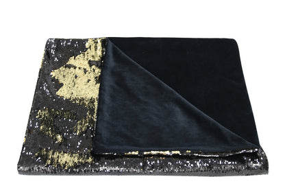 TW039 200X130 2 Tone Sequin Throw Black Gold