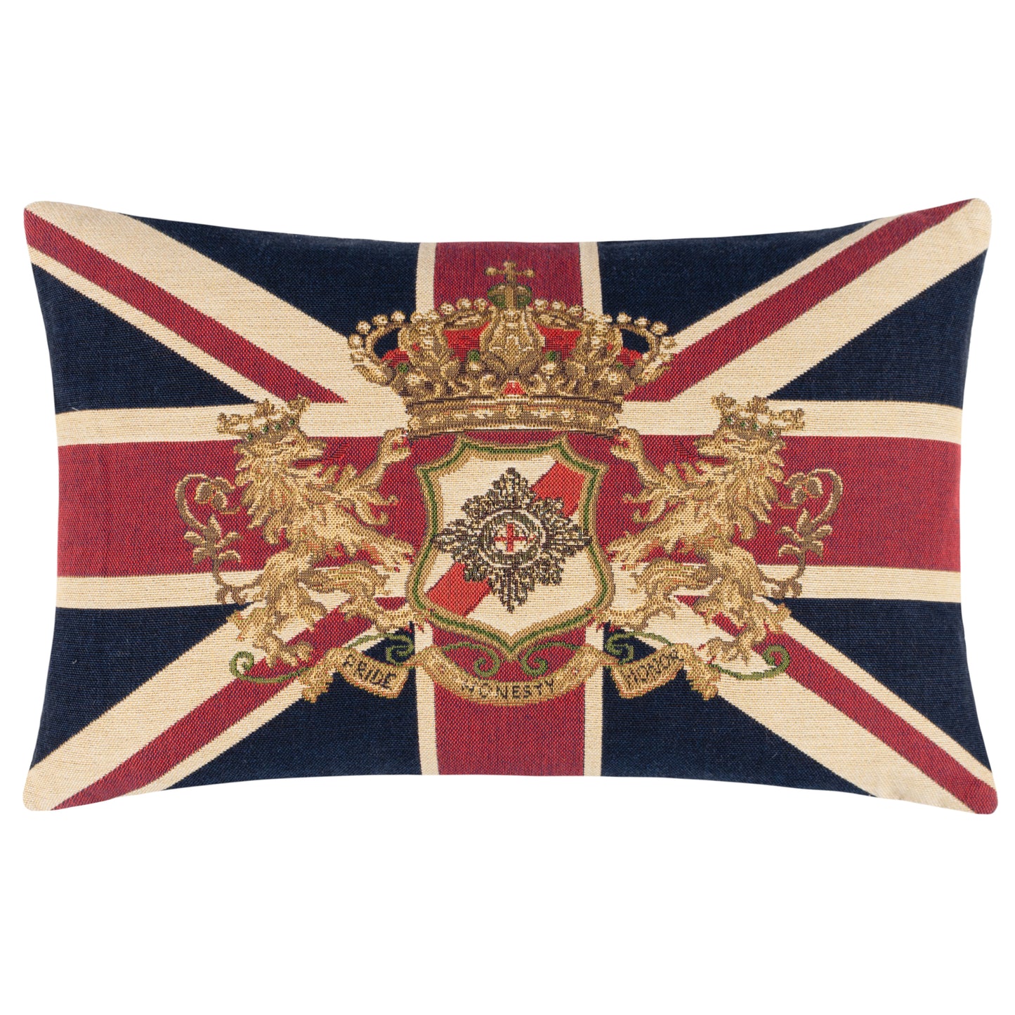 UNION JACK LION 46X32 FEATHER FILLED CUSHION